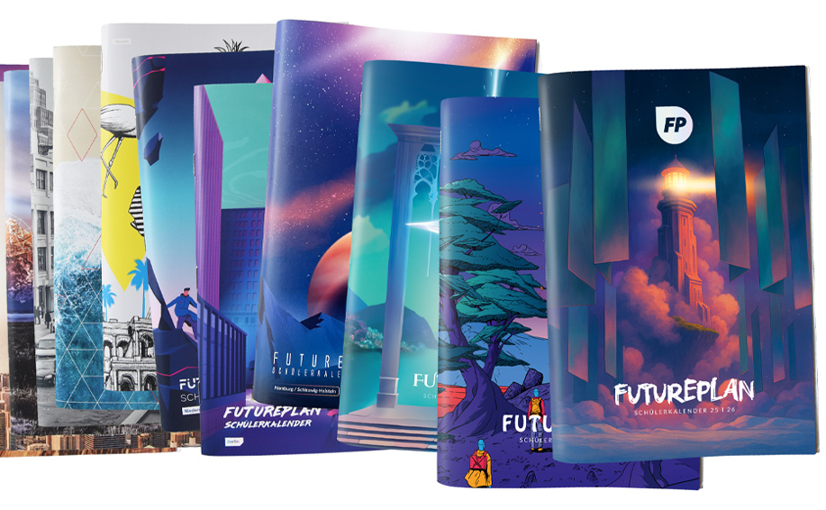 Viele verschiedene Schulplaner von FuturePlan