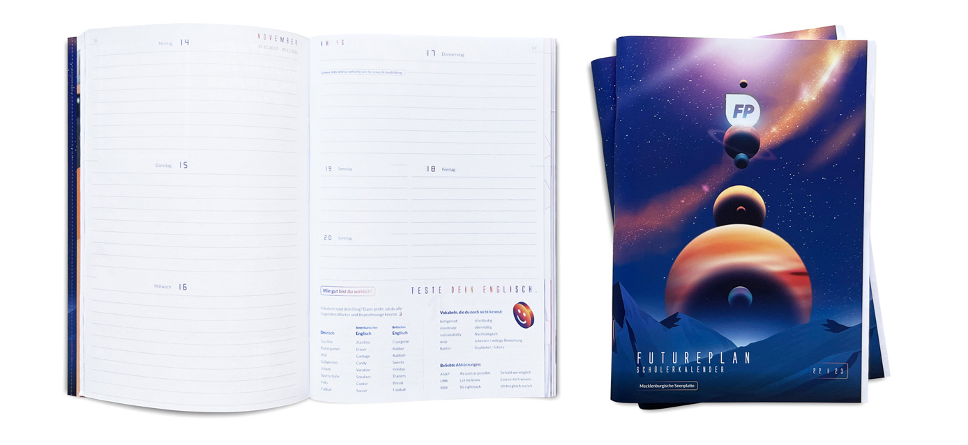 Der FuturePlan Schülerkalender 2022 / 2023 von innen und außen