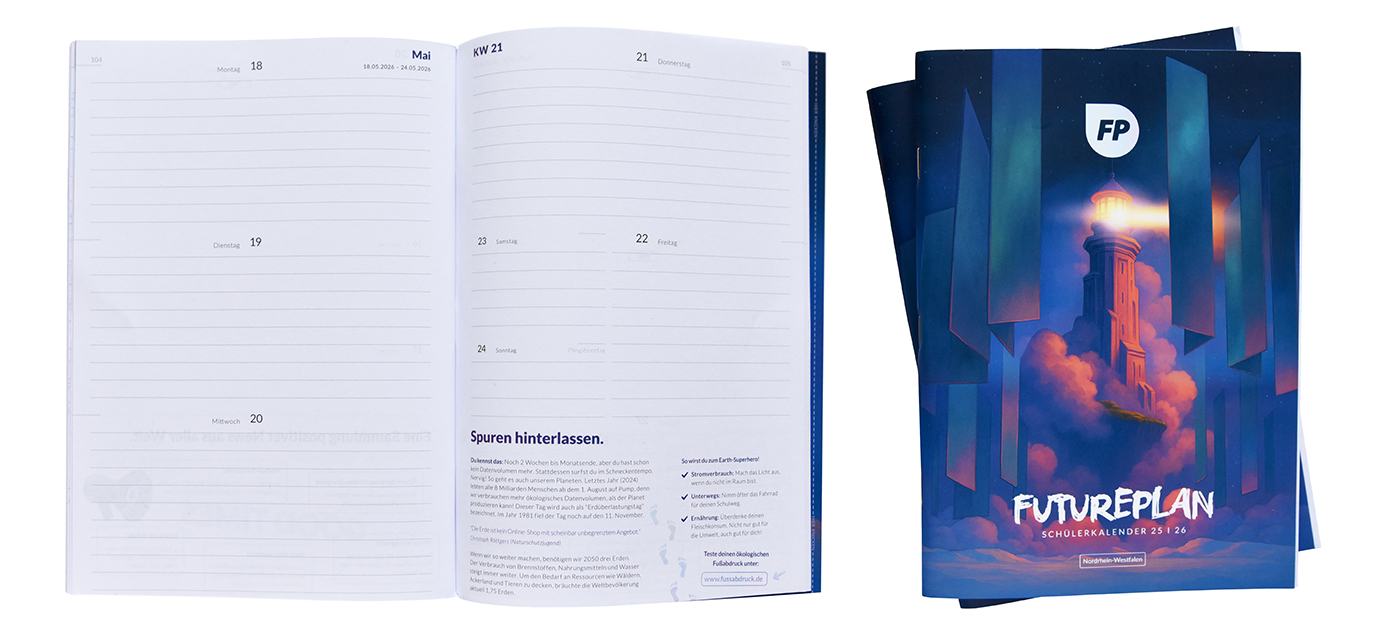 Der FuturePlan Schülerkalender 2025 / 2026 von innen und außen